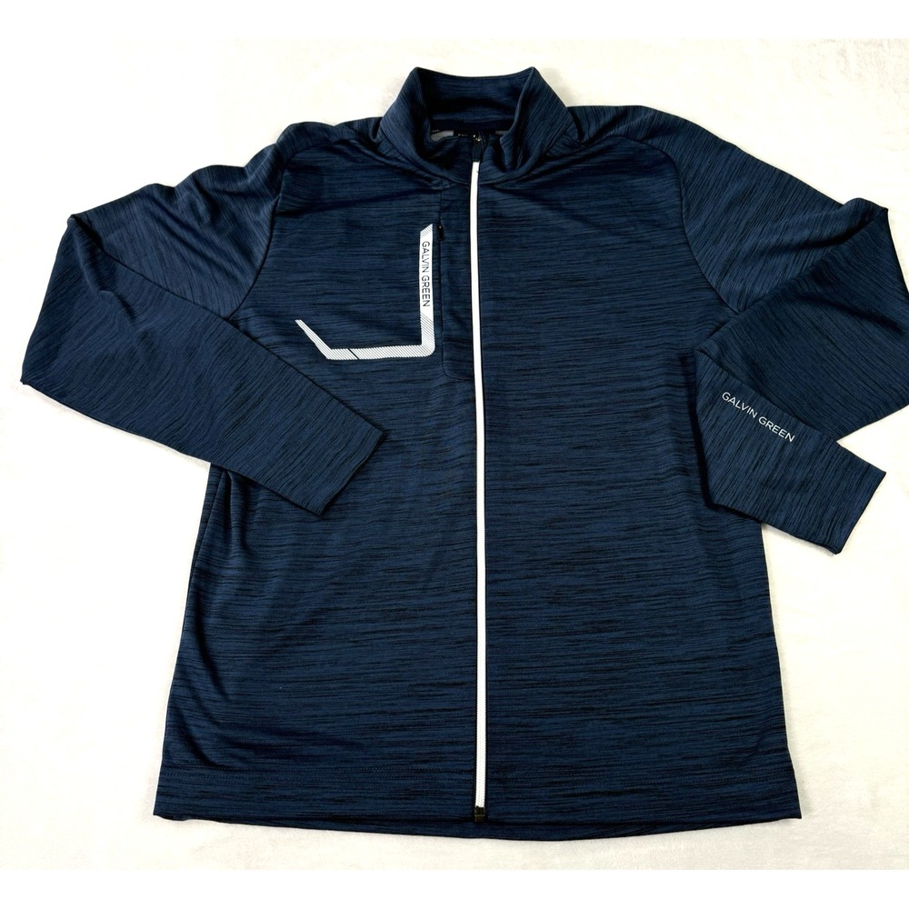 GALVIN‎ GREEN Jacket Pullover Mens Medium Blue Heathered Golf Performance Soft